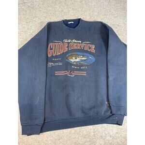 VINTAGE Field & Stream Sweatshirt Mens XL Blue Guide Service Fishing Outdoors